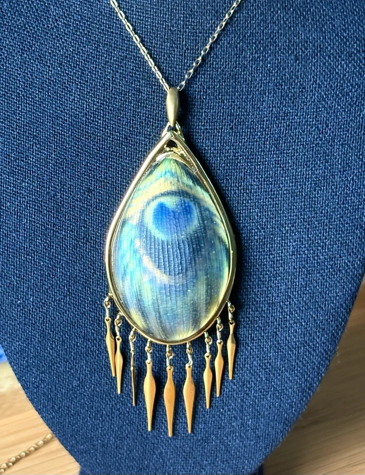 РАСПРОДАЖА! Ожерелье с золотой бахромой Alexis Bittar 'Alexandria' Lucite Peacock - Изображение 1 из 4