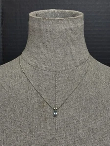 14k White Gold 18-Inch Chain & Topaz Blue Pendant #5004 - Picture 1 of 6