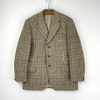 Harris Tweed Dunn Co Crofters Jacket Mens 40R Brown Houndstooth Sports Blazer - Image 1 of 4