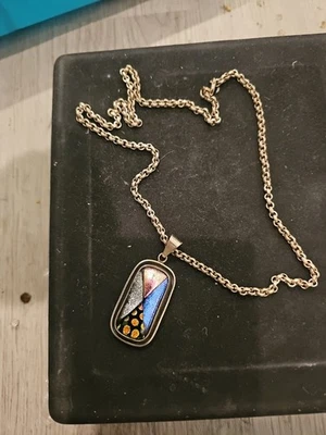 Colar de prata esterlina e vidro dicróico - Imagem 1 de 4