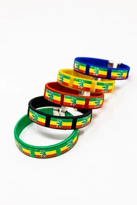 Marihuana Blatt Rasta Kautschuk Armband - Bild 1 von 8