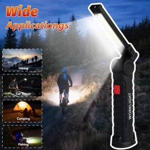 1-2PACK Magnetic Base LED COB Work Light Rechargeable Mechanic Torch Flashlight - Picture 1 of 16