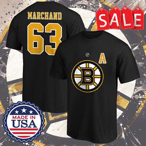 Brad Marchand #63 Boston Bruins 2023 Player Name With The A T-Shirt S-3XL Cover