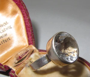 Anillo Bergkristall 925S Suecia extravagante cristal de roca grande talla 18,5 flexible 70' - Imagen 1 de 10