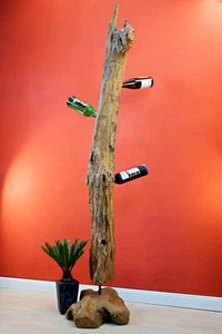 Flaschenständer Weinständer Flaschenhalter Wurzelholz Teak Weinregal Dekoration - Bild 1 von 10