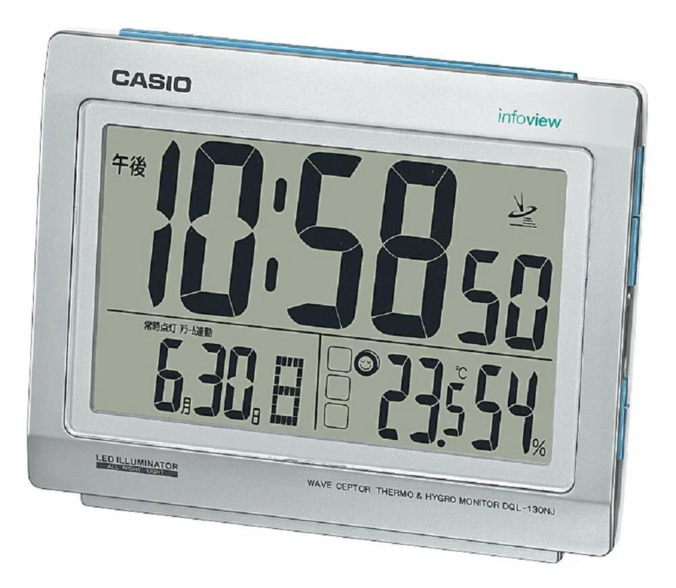 Casio Alarm Clock temperature hygrometer night view light DQL-130NJ-8JF Japan - Image 1 of 4