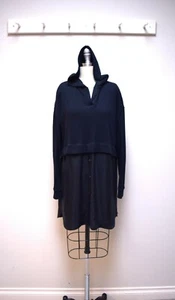 GREY STATE Bleeker schwarz French Terry Hoodie Top Tunika mit Shirttail Saum ~ 1/S - Bild 1 von 6