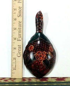 1 - Neuer, kleiner Batik Holz Handspiegel - 7" x 3" - Hergestellt in Java, Indonesien - Bild 1 von 3