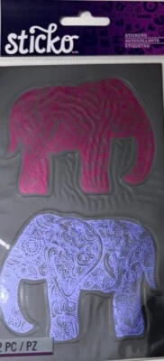 Sticko Stickers Foil Elephants Scrapbooking EK Success 2 Pieces 52-00253 Crafts - Image 1 of 4