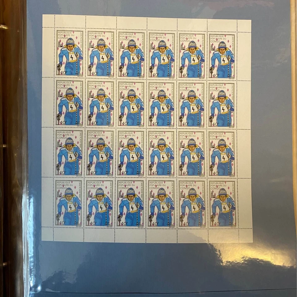 1980 REPUBLIC OF CONGO LAKE PLACID-13th WINTER OLYMPIC GAMES Stamp SHEET - Image 1 of 1