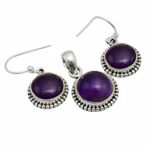 Colgante Amatista Plata de Ley 925 + Pendientes Regalo San Valentín Joyería ST-103 - Imagen 1 de 1