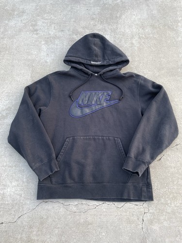 Felpa con cappuccio Supreme x Nike in pelle con logo applicato taglia media nera FW19