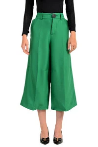 Dsquared2 Women's Green Silk Wide Leg Cropped Pants US XS IT 38 - Picture 1 of 4