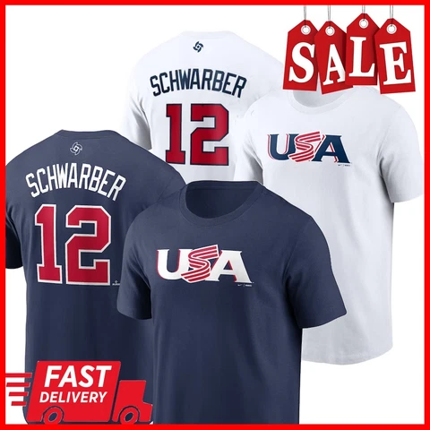 HOT!!! NEW Kyle Schwarber #12 USA Baseball Team 2023 World Baseball T-Shirt Cover