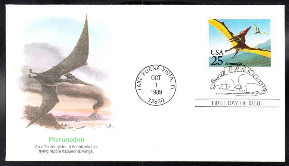 PTERANODON FLYING DINOSAUR 1989 FLEETWOOD CACHET FDC VF UNADDR - Image 1 of 1