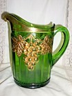EAPG NORTHWOOD GRAPE & GOTHIC ARCHES PITCHER in EMERALD GREEN VINTAGE 