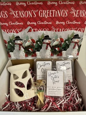 Juego de regalo calentador de fusión de cera de soja - Hecho a mano - Aceites esenciales - Navidad y otoño Foto 1 de 4