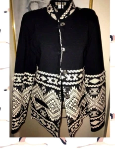 VINTAGE MILITARY STYLE JACKET BY YOUNG THREADS~BLACK W/WHITE & SILVER~SMALL - Picture 1 of 7