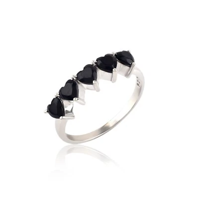 Onice 925 Argento Sterling Cuore Anello per Donna Romantico Valentine’S per Lei - Immagine 1 di 4