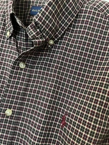 Ralph Lauren Herren Baumwolle Oberhemd Langarm Blau Burgund Gr. Large - Bild 1 von 13