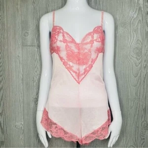 Modern Vintage Lingerie Emilio Pucci French lace embroidered pink body suit lrg - Picture 1 of 5