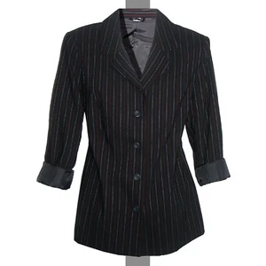 Trendy! schöner BLAZER Jacke Gr.40 * L SCHWARZ mit Nadelstreifen Business Casual - Bild 1 von 2