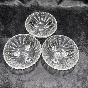 Vintage Anchor Hocking Clear Hobnail Swirl 3 Footed Candy Dish/Bowl Lot Of 3 - Picture 1 of 11