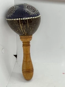Maracas Indigenous Painted Wooden Instrument Aboriginal Design Shake It - Picture 1 of 7