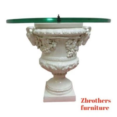 Mesa auxiliar urna cabezas de carnero italiano porcelana regencia francesa vintage A Foto 1 de 4