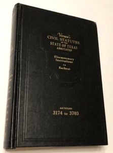 Vernon’s Texas Annotated Civil Eleemosynary Escheat 1968 Volume 9A West Law Book - Picture 1 of 1