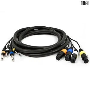 10FT 4-Channel 6.35mm 1/4" Stereo TRS Male to XLR 3-Pin Female Audio Snake Cable - Picture 1 of 3