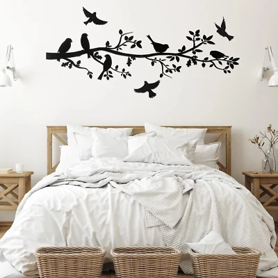 5pcs/set Branch Bird Metal Wall Art Decoration Black Branch Metal Wall Hanging - Image 1 of 4