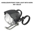 Brightness 120LUX Ebike LED Head Light Front Fork Handlebar Lamp Horn Scooter