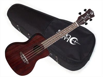 UKULELE Eléctrico Concierto Caoba Vintage LUNA Rojo Satinado Corte con Estuche de Luz Foto 1 de 4