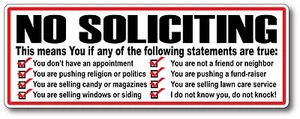 No Soliciting Outdoor Vinyl Decal Sticker Solicitor Soliciting Sign Trespassing - Picture 1 of 1