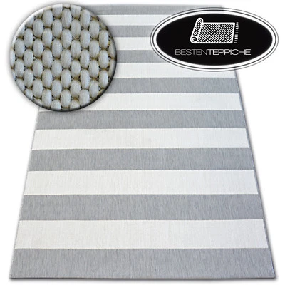 Modern Sisal Grey Stripes Carpet " Flat Woven Art Despicable Me To Clean - Image 1 of 4
