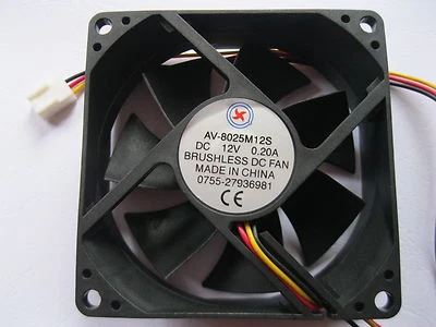 1 pc Brushless DC Cooling Fan 7 Blade 12V 8025S 80x80x25mm 3 Wire Sleeve Bearing - Image 1 of 2