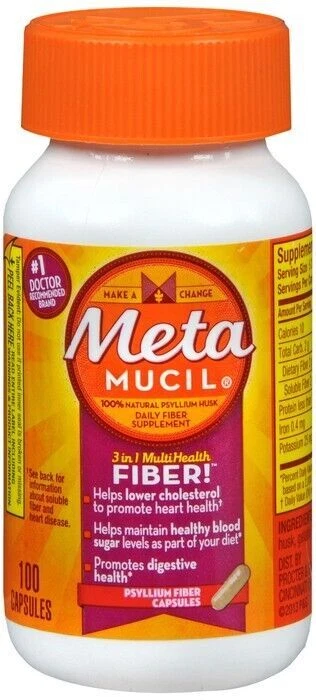 Cápsulas suplementarias de fibra de psyllium Metamucil Multi-Health 100ct Foto 1 de 1