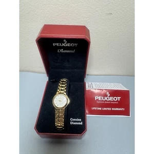 Peugeot Watch Diamond 770 Gold Tone Quartz Analog W's Size 6.5-7" Need Battery - Picture 1 of 8