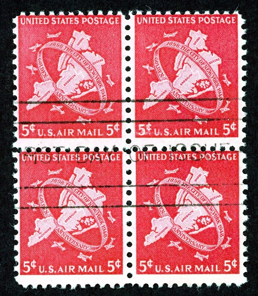 Stamps United States, Scott # C38 used block of four, first day cancellation - Image 1 of 1