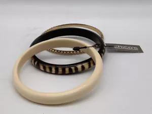 Brazaletes CHICO'S Three Leopard, oro hueso nuevas con etiquetas - Imagen 1 de 2