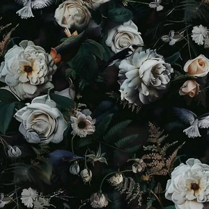 Amiya Dark Floral Gothic Wallpaper Peel and Stick Retro Floral Black Rose Mur... - Picture 1 of 7