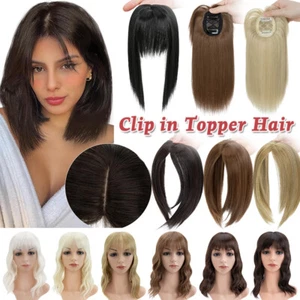 Real Thin as Virgin Human Hair Topper Skin Base Toupee Silk Top Hairpiece 5"-20" - Picture 1 of 83
