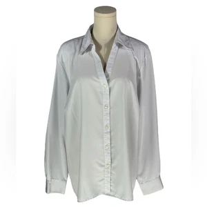 Notations Woman White Classic Button Up with Light Shoulder Pads (1X) - Picture 1 of 3