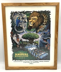 1998 Disney Animal Kingdom Commemorative Opening Year Framed Print 15" x 12" HTF - Picture 1 of 6