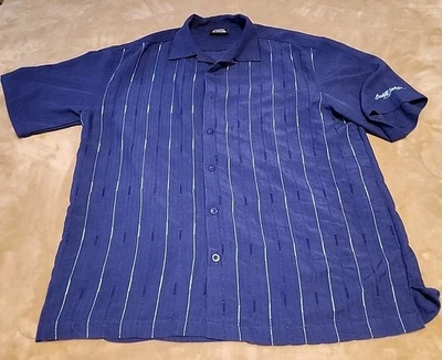 Barrett Jackson mens short sleeve button shirt XL Blue unique stitched - Image 1 of 4