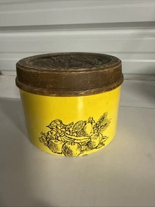 Vintage Cheinco Haushaltswaren Blechdose MCM Küche Dekor gelbe Früchte 5"  - Bild 1 von 6