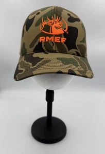 RMEF Rocky Mountain Elk Foundation Orange Camo Snap Back Trucker Hat - Picture 1 of 11