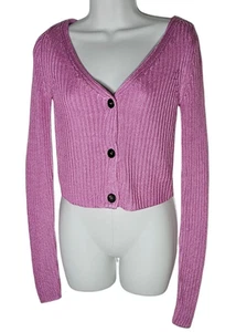 Free People Game On Cardigan Pink Size XS V-Neck Button Cropped Hipster Festival - Picture 1 of 14