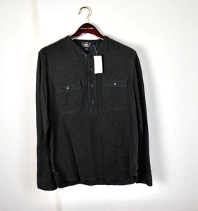 Double RL RRL Ralph Lauren Men's Black Jersey Popover Black Banded Mens Large L - Picture 1 of 3